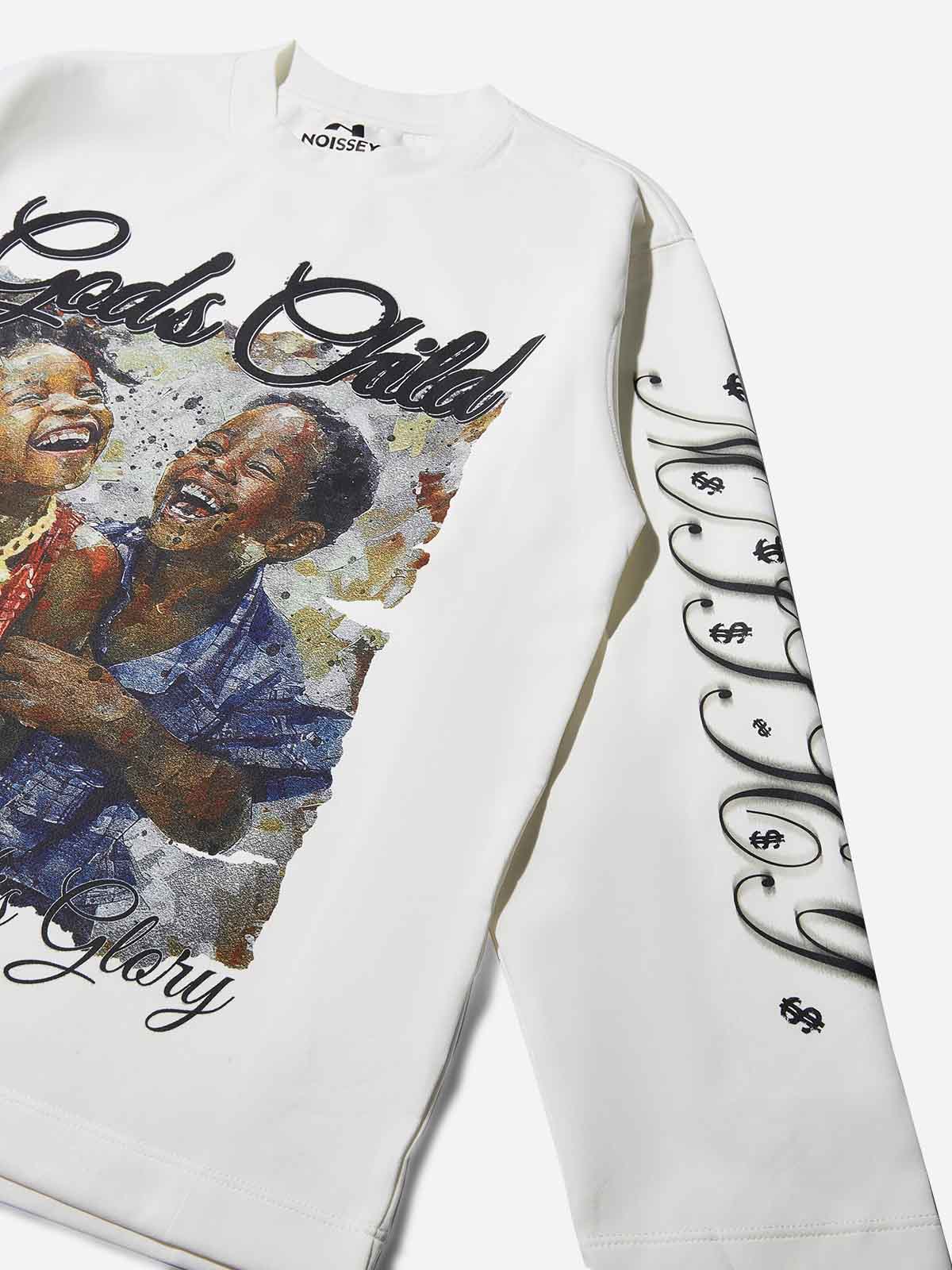 GOD'S CHILD Gradient Print White Air-Cotton Long Sleeve
