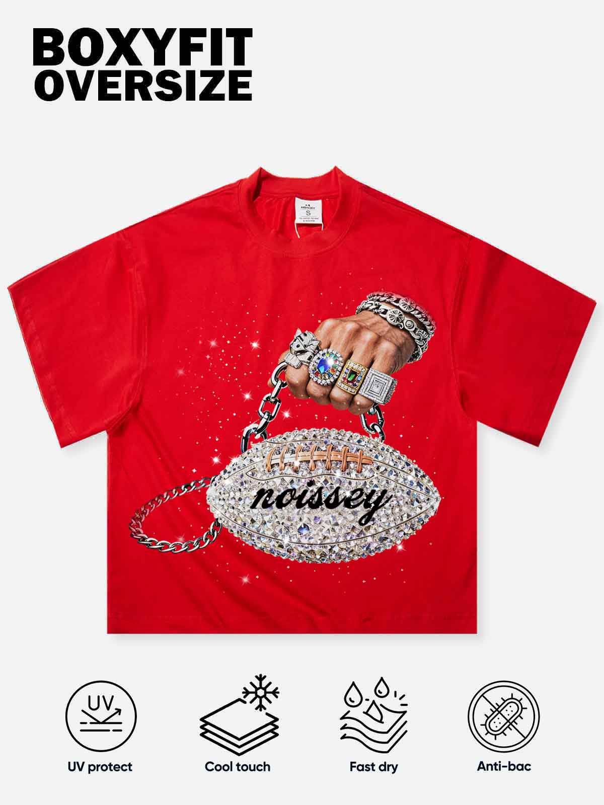 NOISSEY "Diamond Rugby" Red Tee - Boxy Graphic T-Shirt