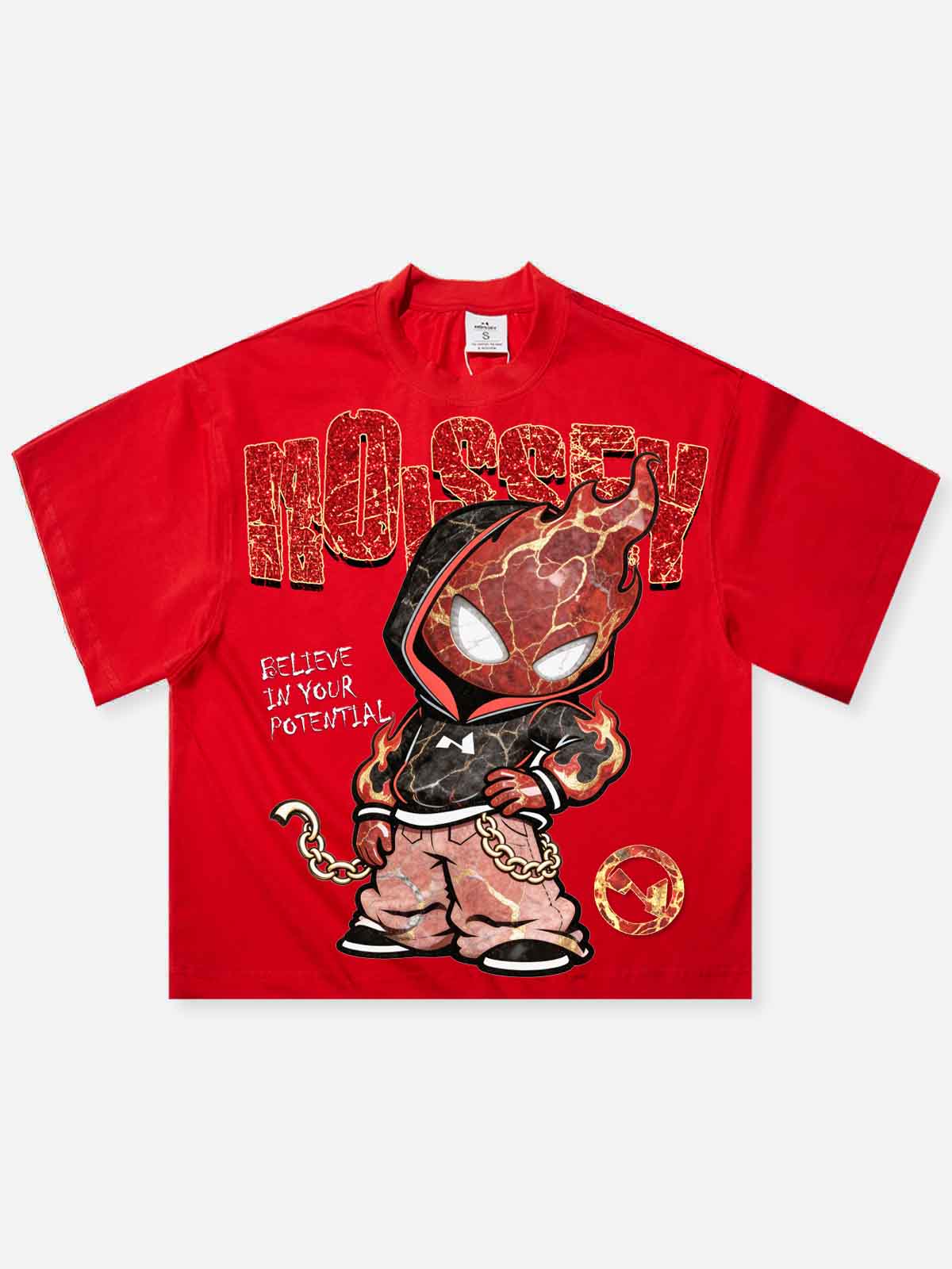 NOISSEY "Marble Spark" Red Tee - Boxy Glitter T-Shirt