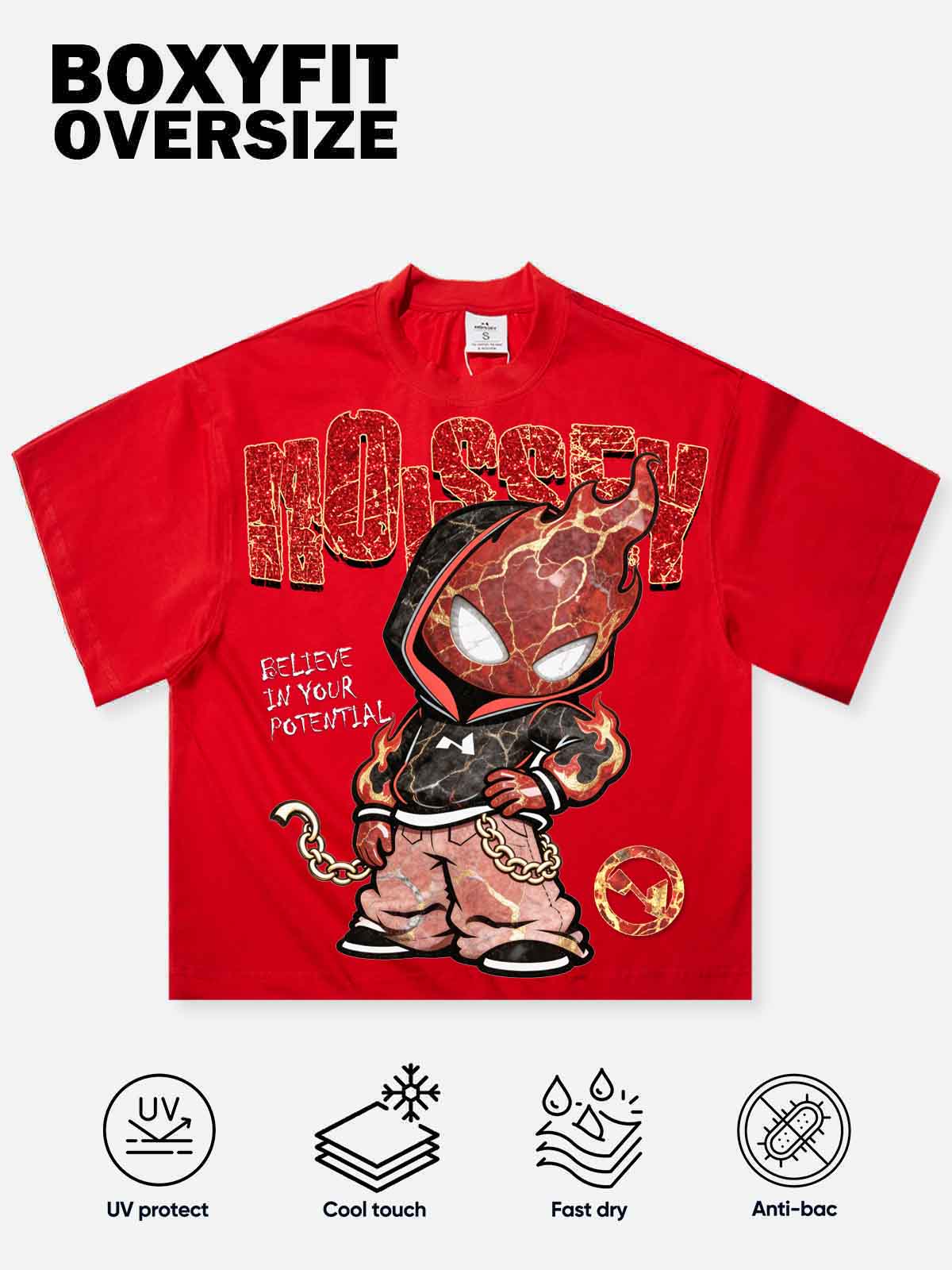 NOISSEY "Marble Spark" Red Tee - Boxy Glitter T-Shirt