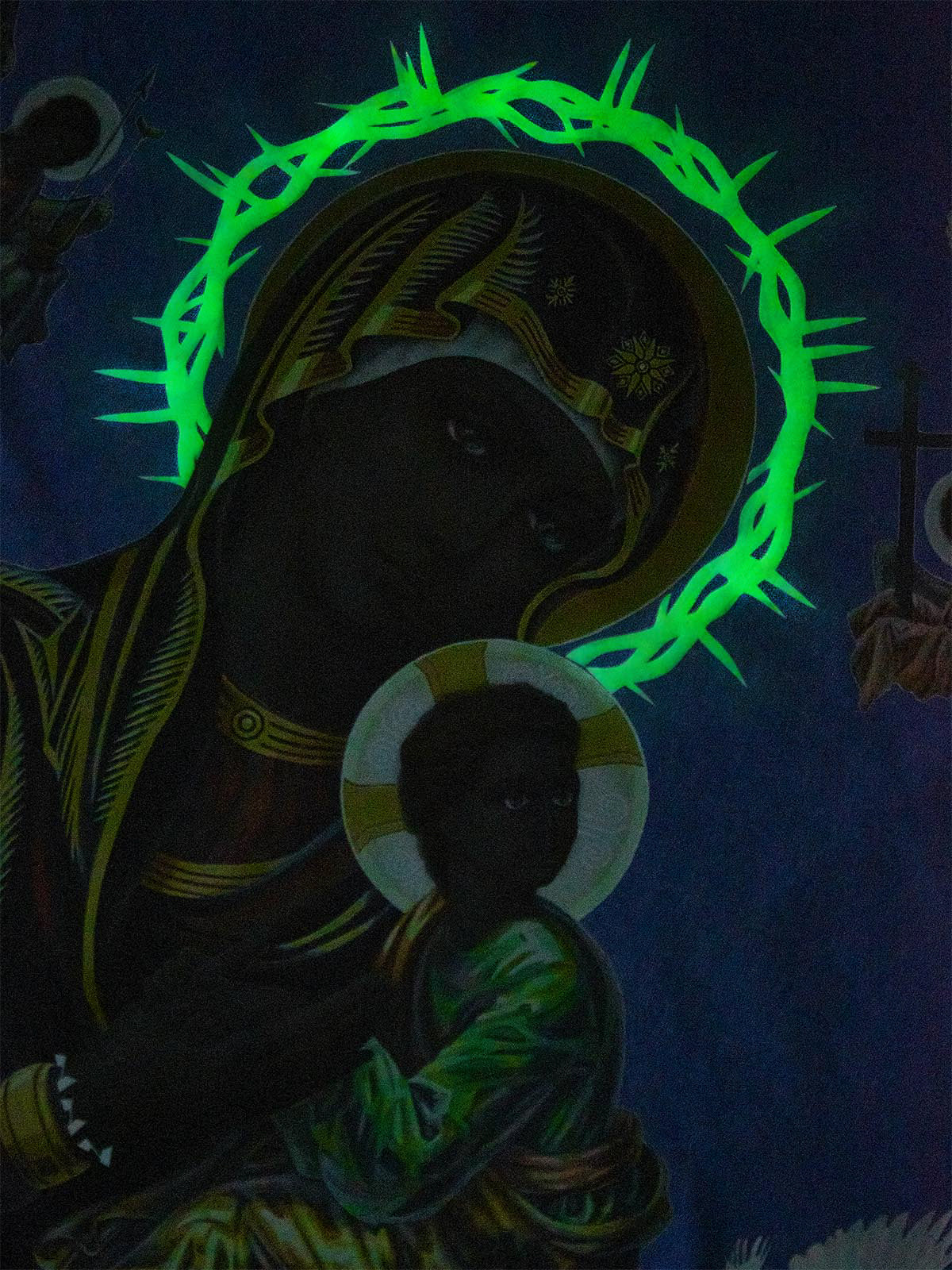 OBSTACLES & DANGERS© Glow in the dark Black Madonna and Child T-shirt