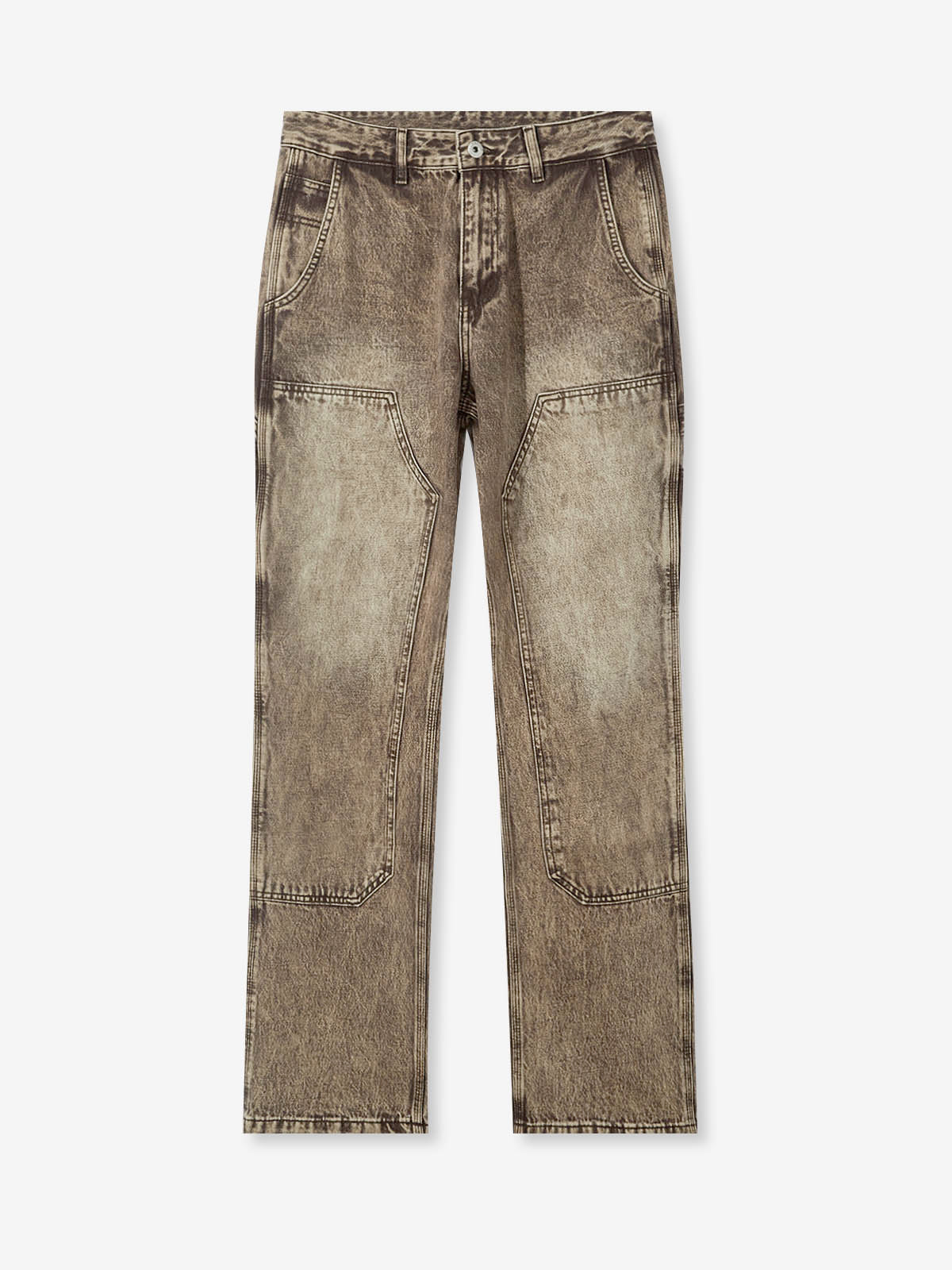 UNLEASH VOICE©Heavy-duty wash distressed stacked straight-leg jeans