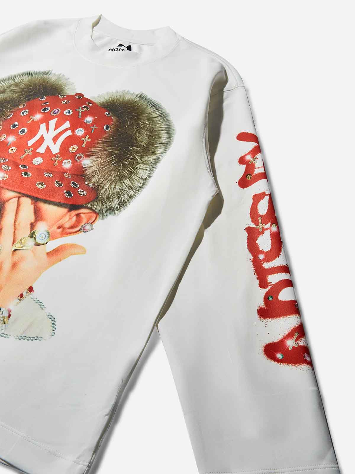 "Bad Boy" & Red Diamond Beanie Print Air-Cotton Long-Sleeve