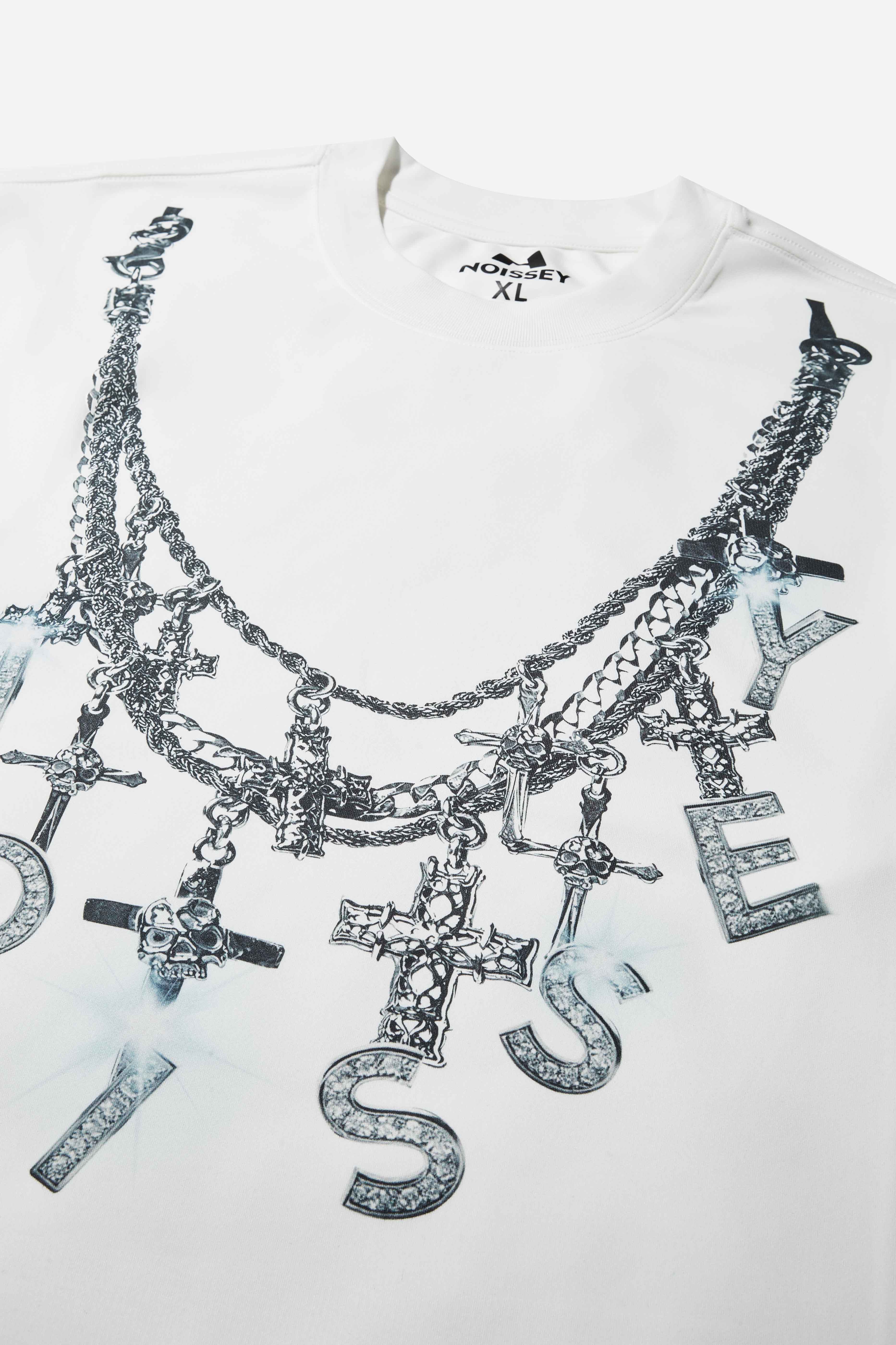 Noissey Metal Cross Necklace Printed Air Cotton Long Sleeve