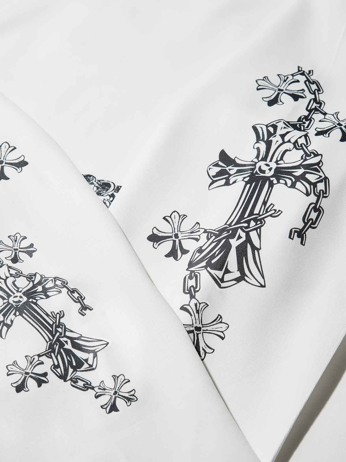 Noissey Metal Cross Necklace Printed Air Cotton Long Sleeve
