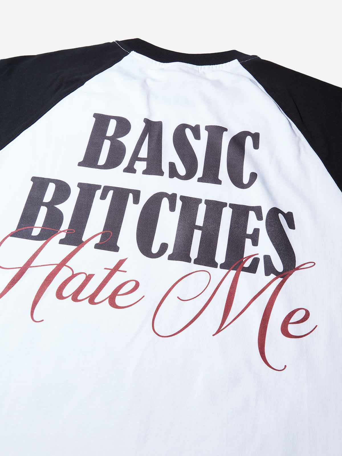 "Basic bitches hate me!" Color-block Long Sleeve