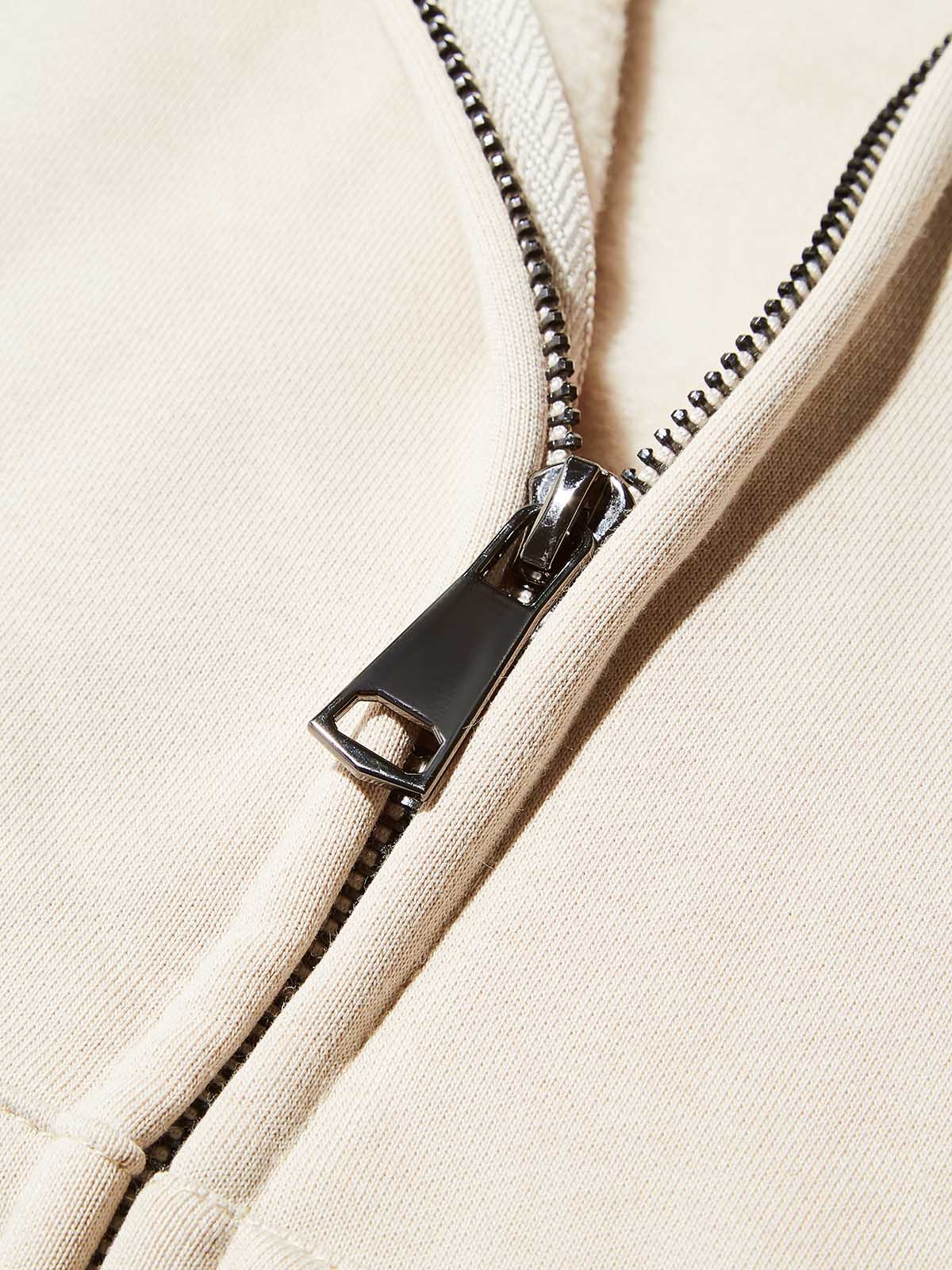 Solid-Color Warm Zip-Up Hoodie