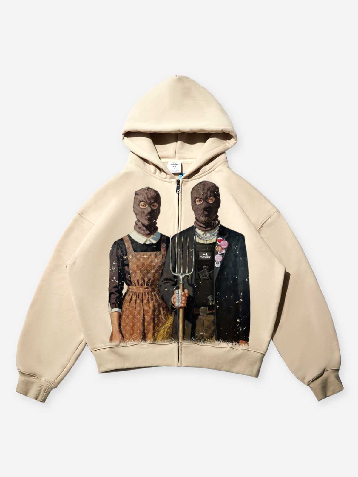 American Gothic-Balaclava Character Print Hoodie