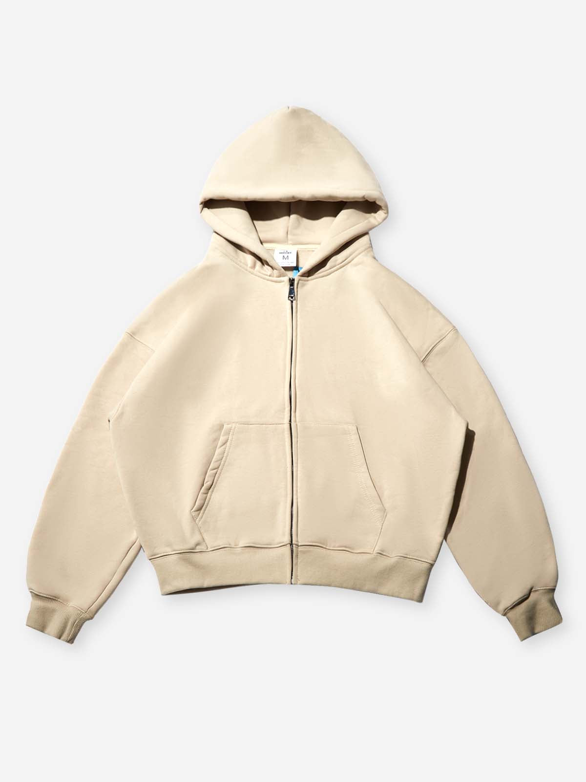 Solid-Color Warm Zip-Up Hoodie
