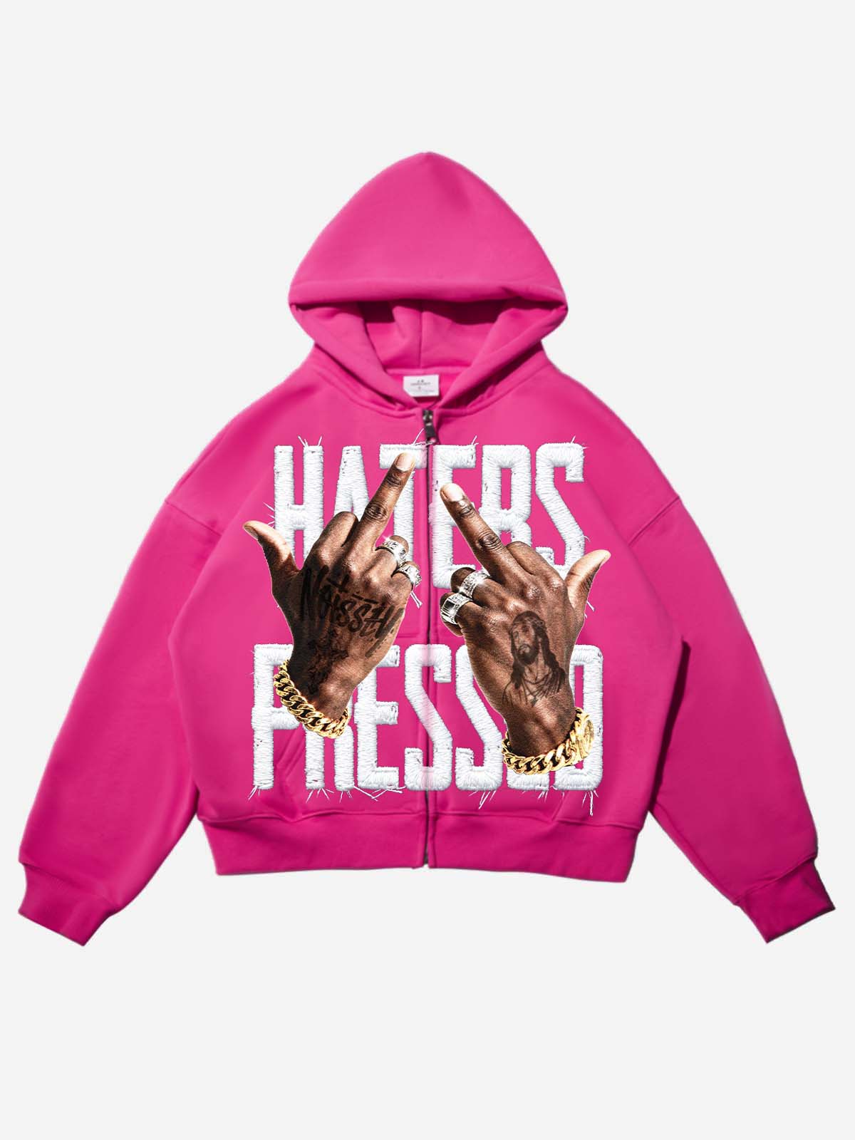 HATERS PRESSED! Pink Warm Printed Hoodie