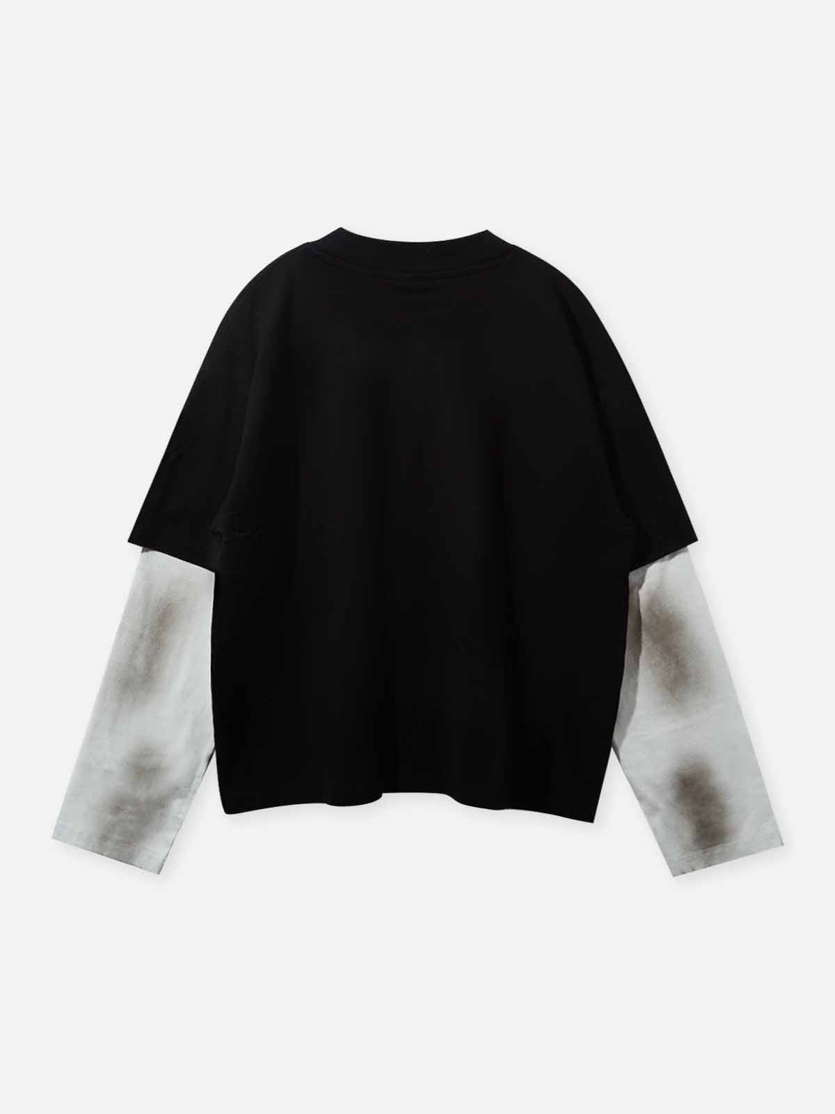 High Stakes! Sexy Lady Vintage Distressed Faux-Two-Piece Long-Sleeve Shirt