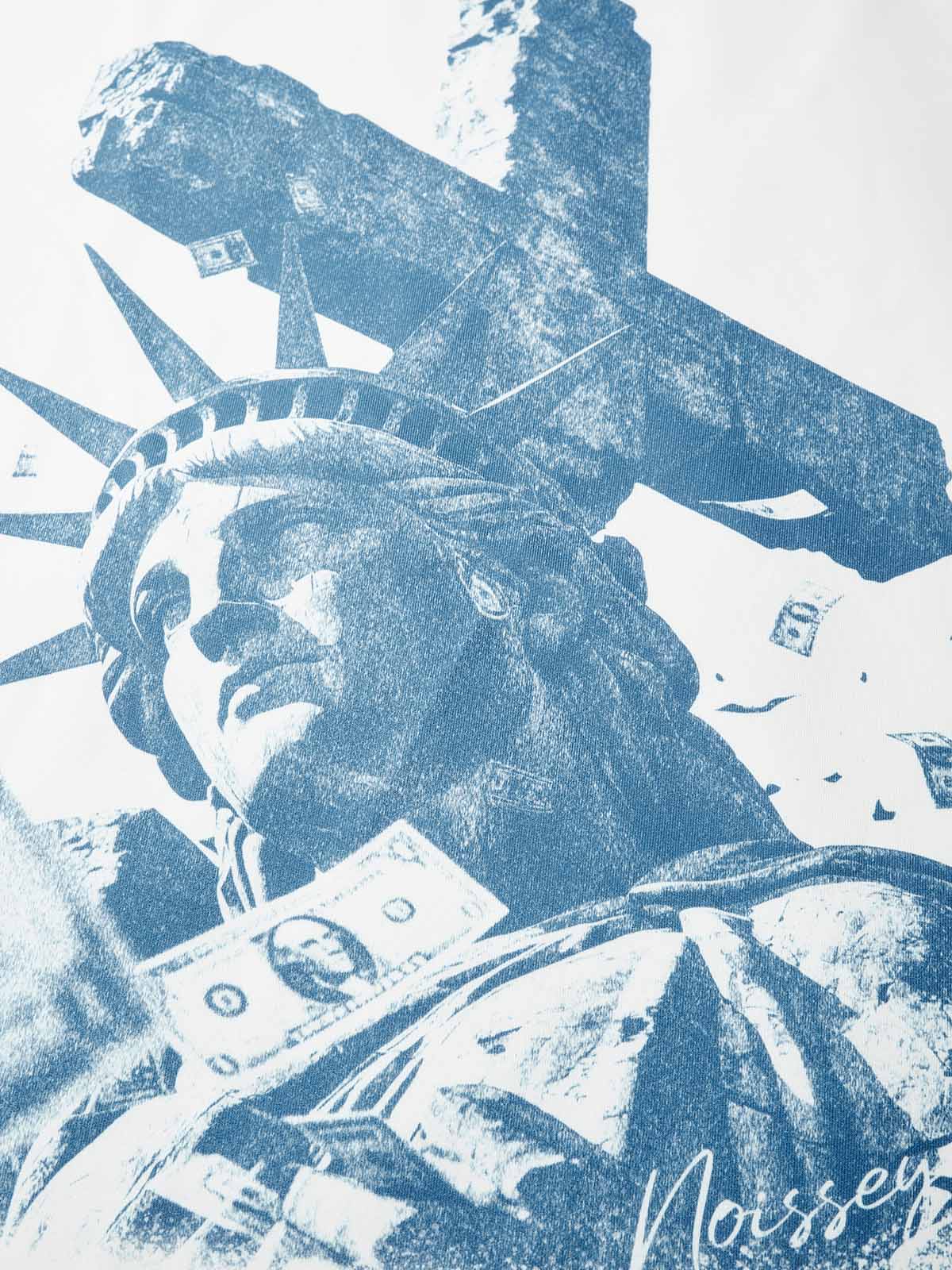 Cyanotype Style Statue of Liberty under Cross Print Air Layer Long Sleeve