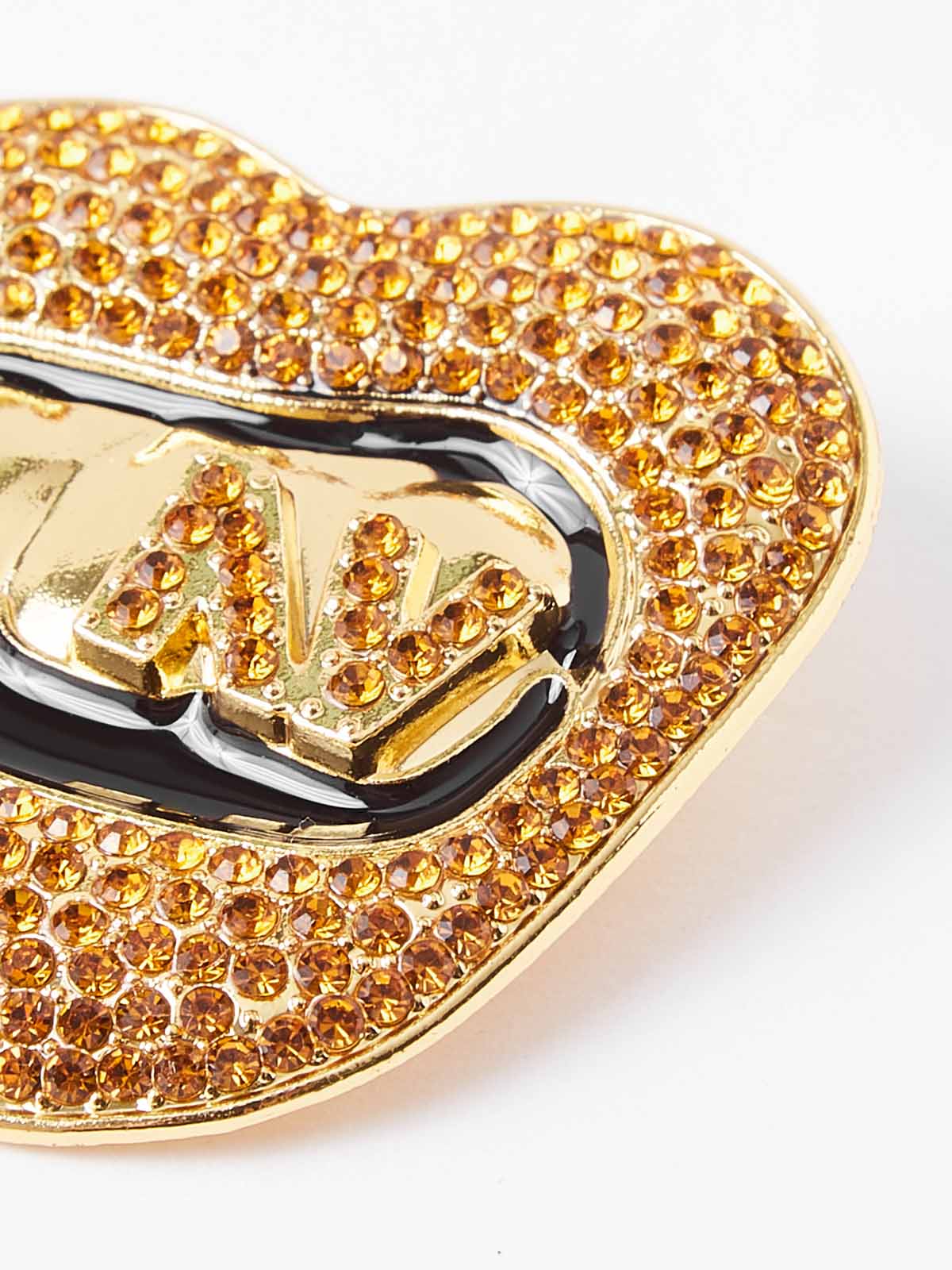 Lip with Diamond-Encrusted Brooch Metal Badge Pin