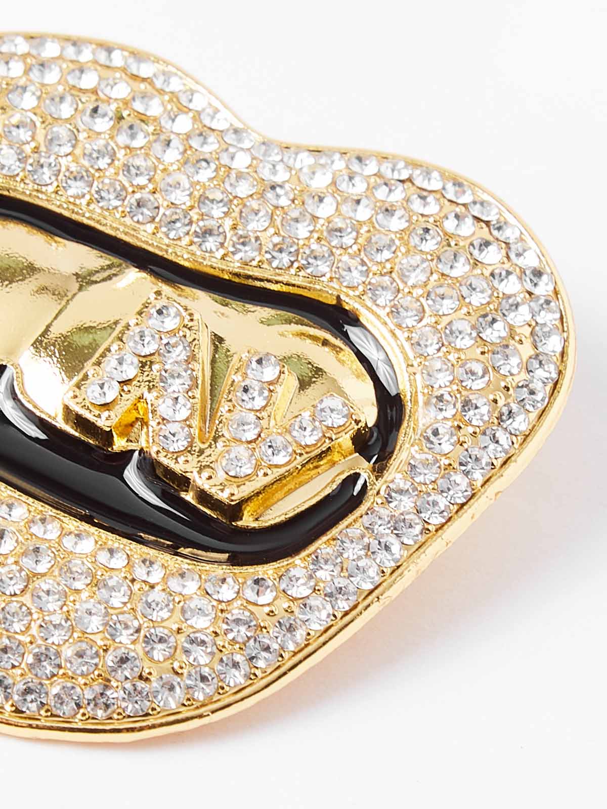 Lip with Diamond-Encrusted Brooch Metal Badge Pin