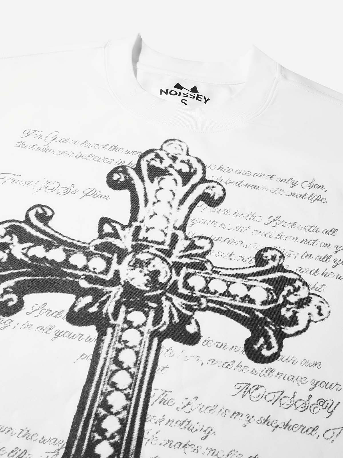 Retro Monochrome Cross Print Air-Layer Long-Sleeve