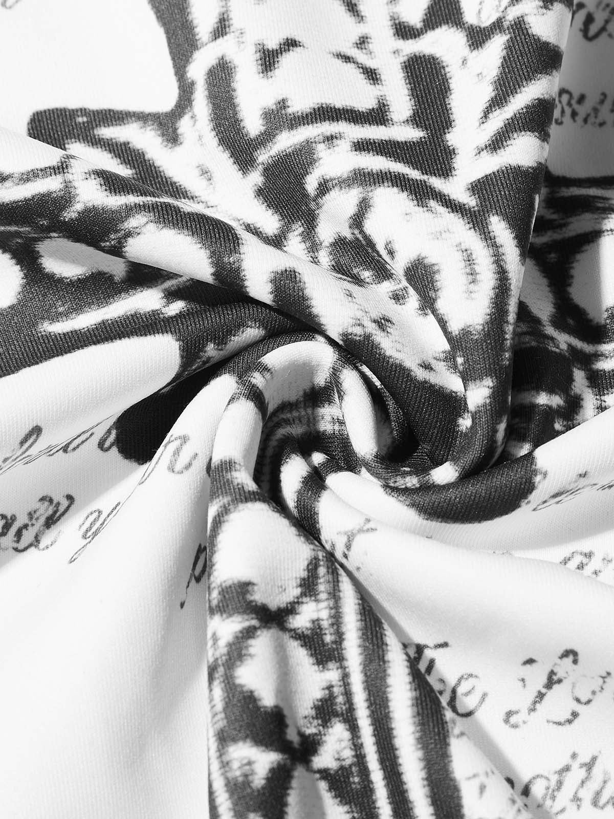 Retro Monochrome Cross Print Air-Layer Long-Sleeve