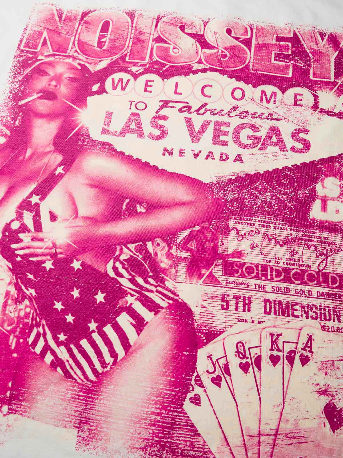 Las Vegas Sexy Lady Pink Silkscreen Monochrome Print T-Shirt