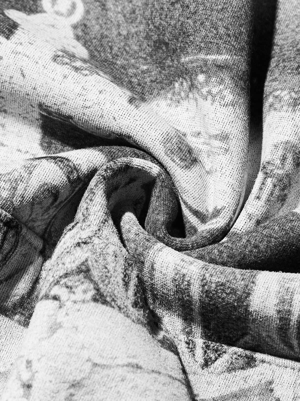 Cross Vintage Grills Black Sleeve Hot-Drill Print Hoodie