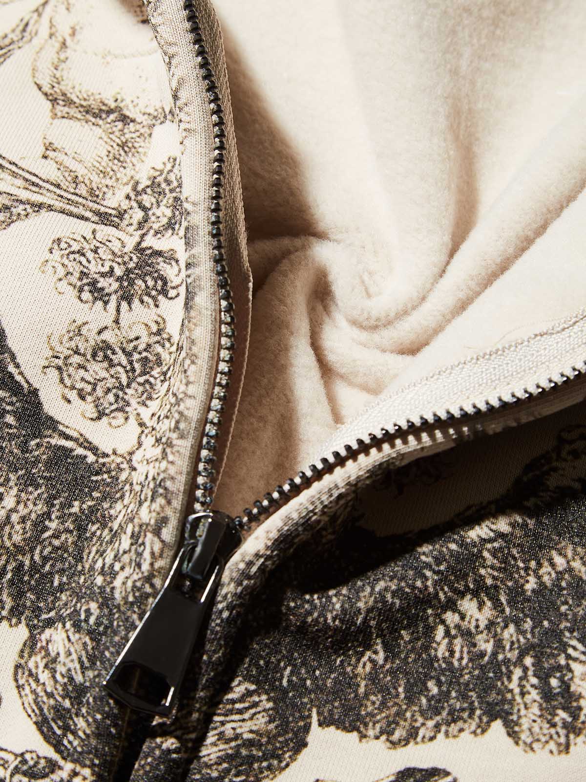 Monochrome Retro Mural Art Print Shell-colored Hoodie