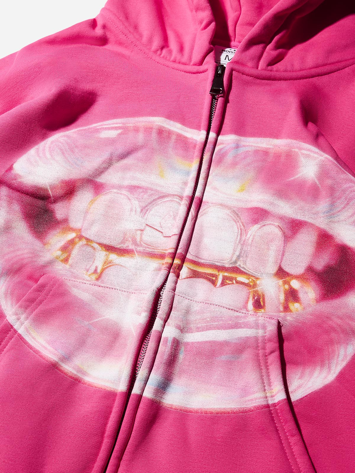 Transparent jelly cat's eye Grillz print pink warm hoodie