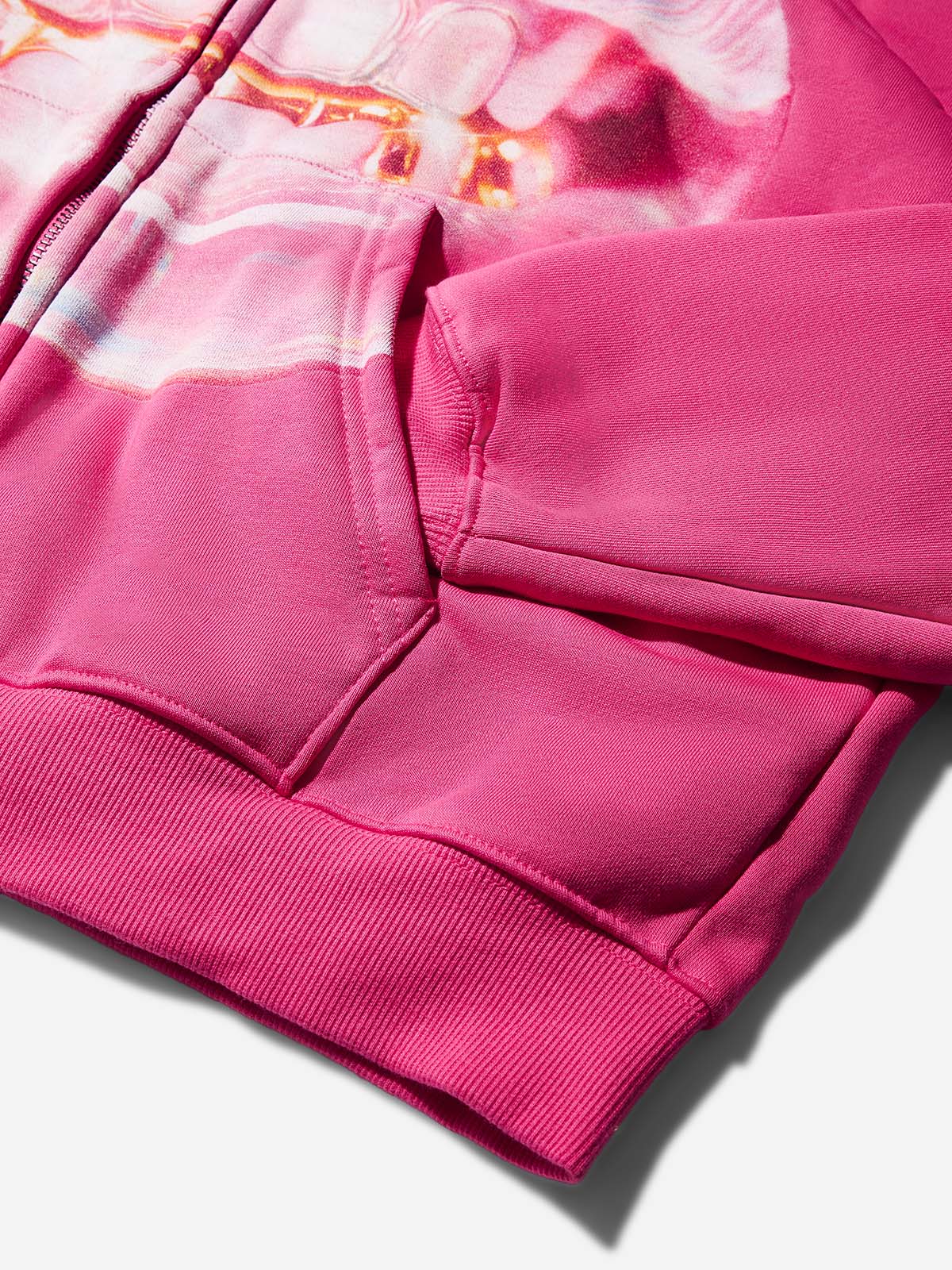 Transparent jelly cat's eye Grillz print pink warm hoodie