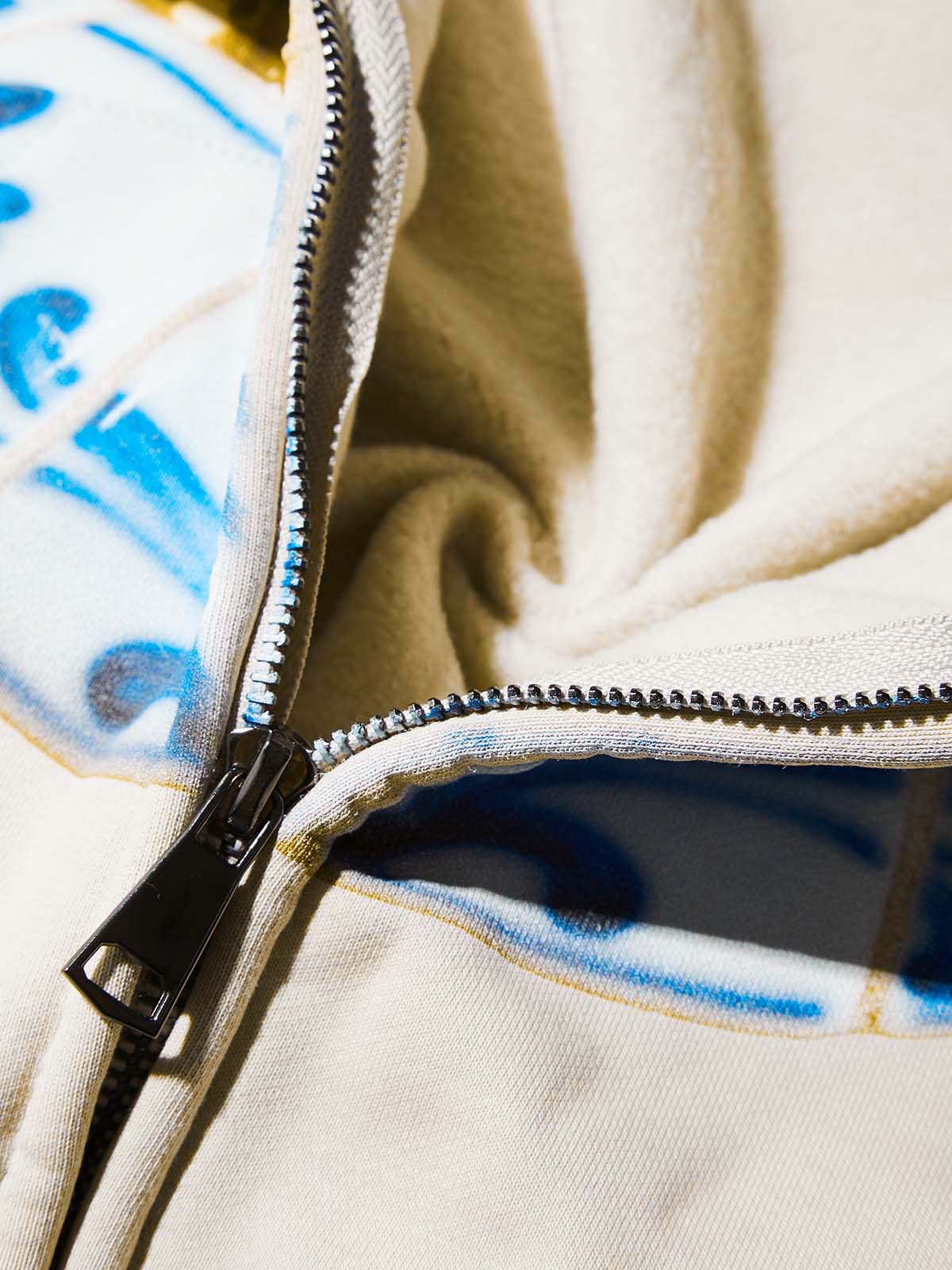 Blue Ceramic Gold Grillz Shell Print Hoodie