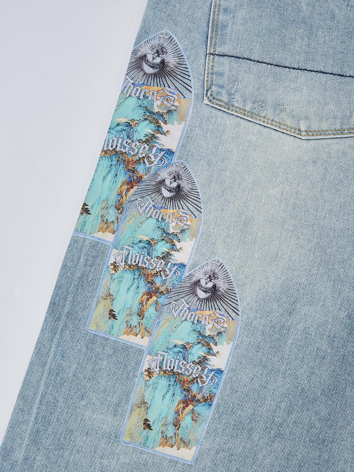 OBSTACLES & DANGERS© Ripped Stained glass Print Jeans