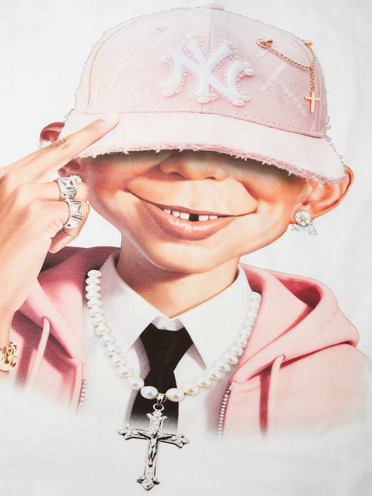 Pink gentleman bad boy print Boxy oversized T-shirt