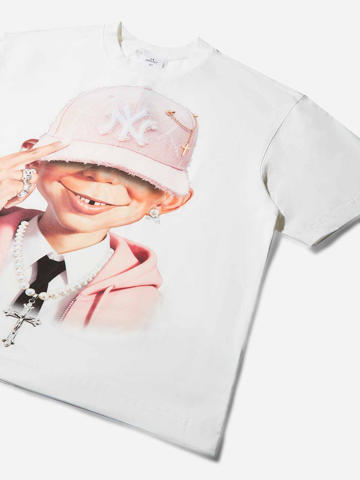 Pink gentleman bad boy print Boxy oversized T-shirt