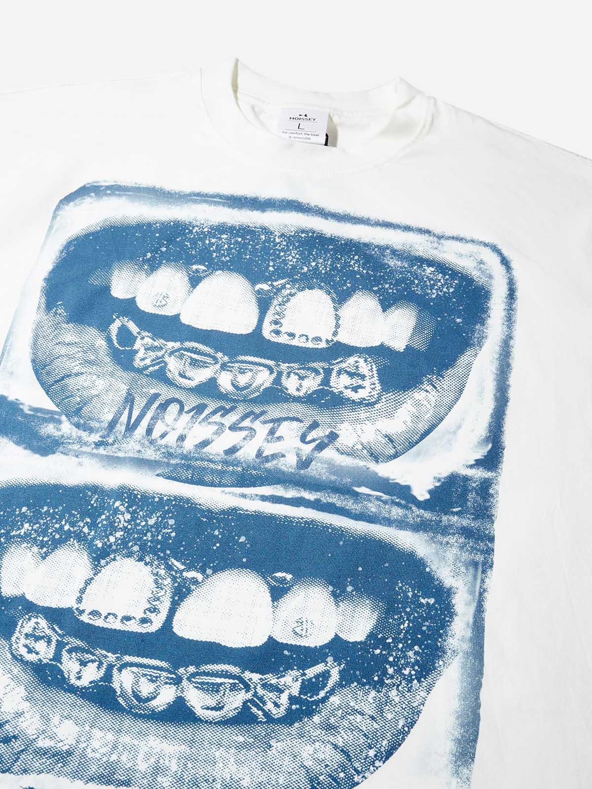Blue Screen-Grills Print Boxy Oversized T-shirt