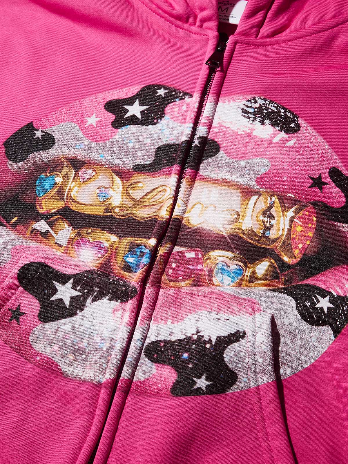 Y2K Dopamine Color Camouflage Grillz Pink Warm Boxy Hoodie