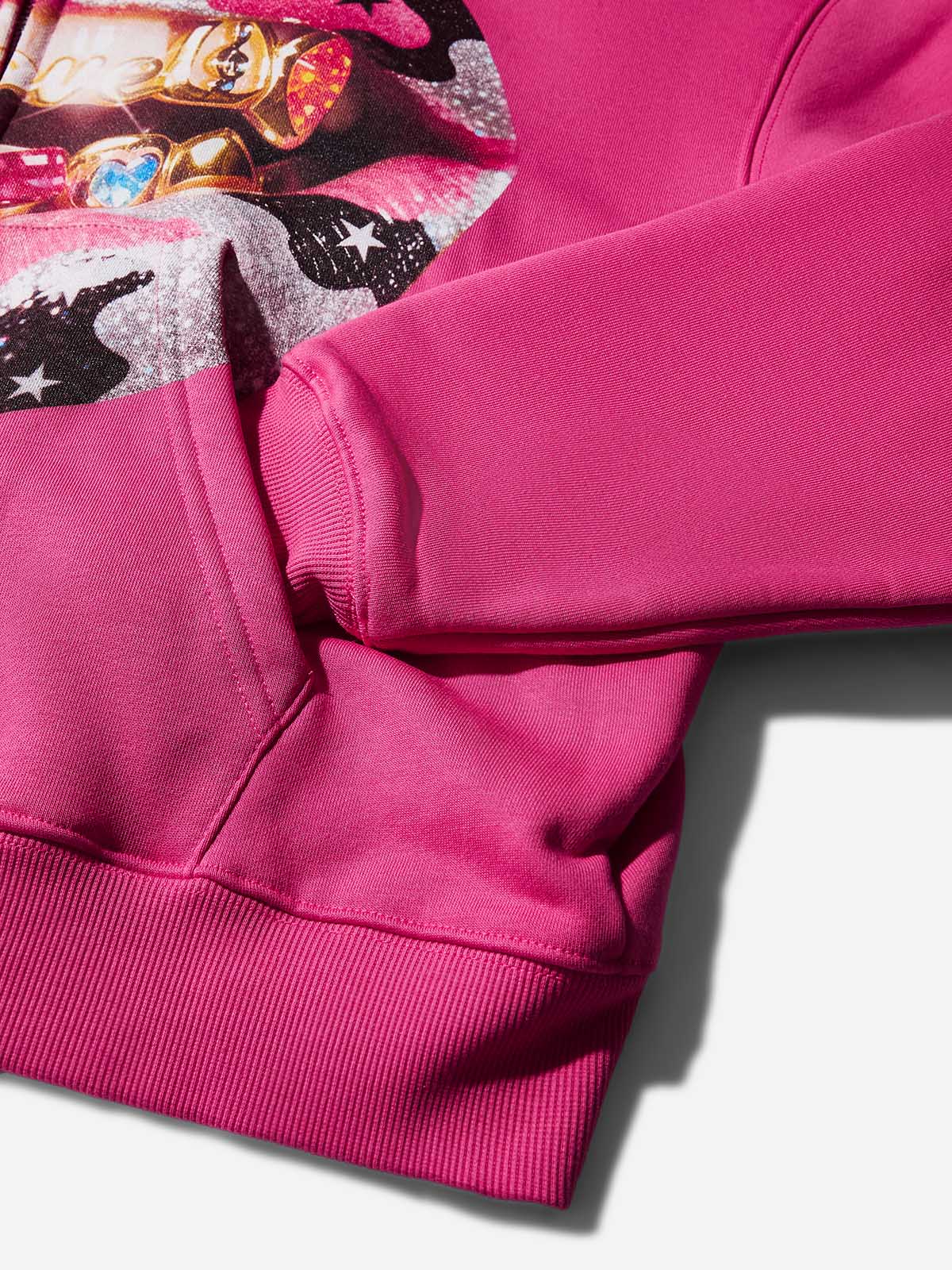 Y2K Dopamine Color Camouflage Grillz Pink Warm Boxy Hoodie