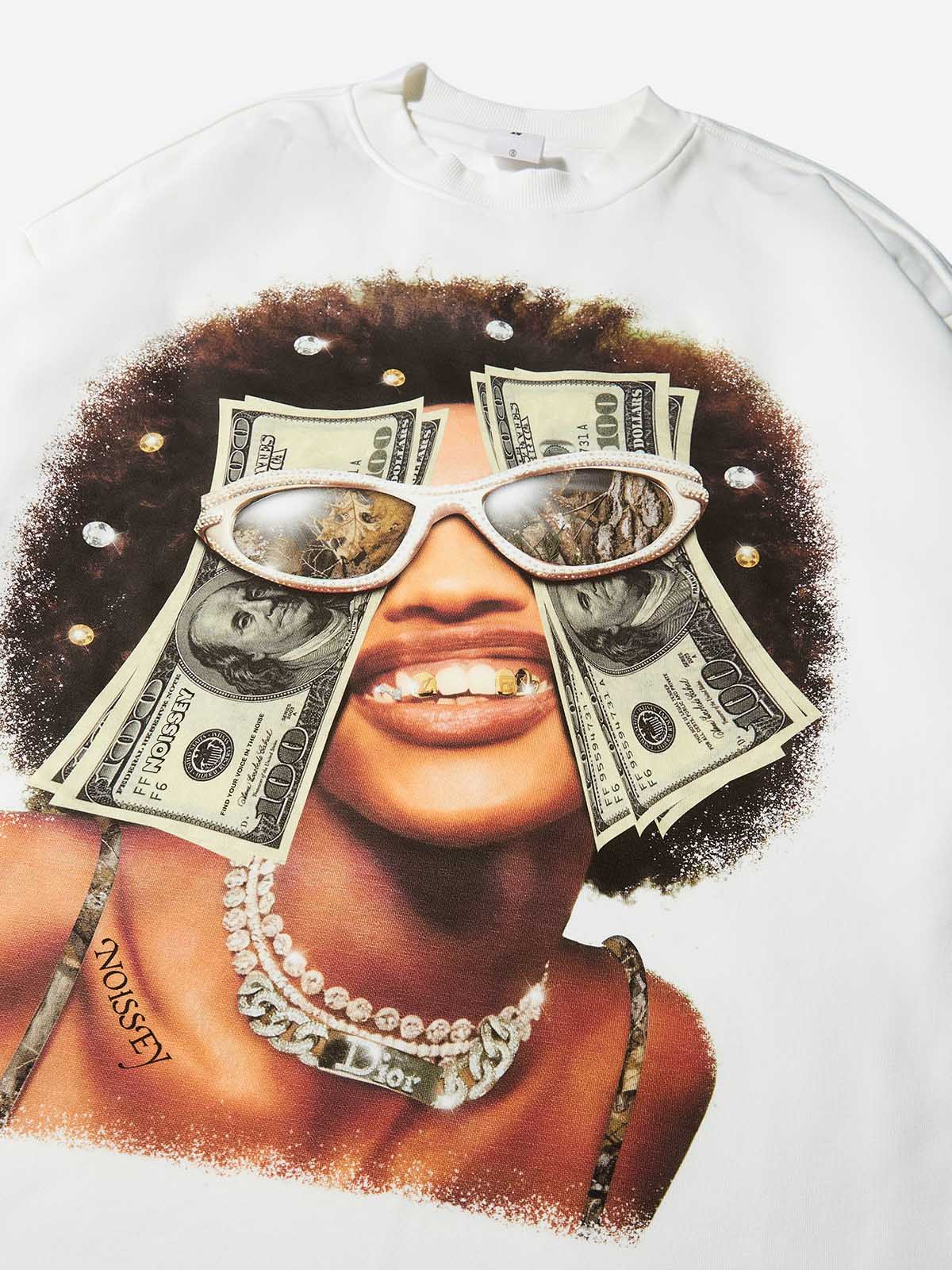 "All we need is money" print Real Tree long-sleeved shirt