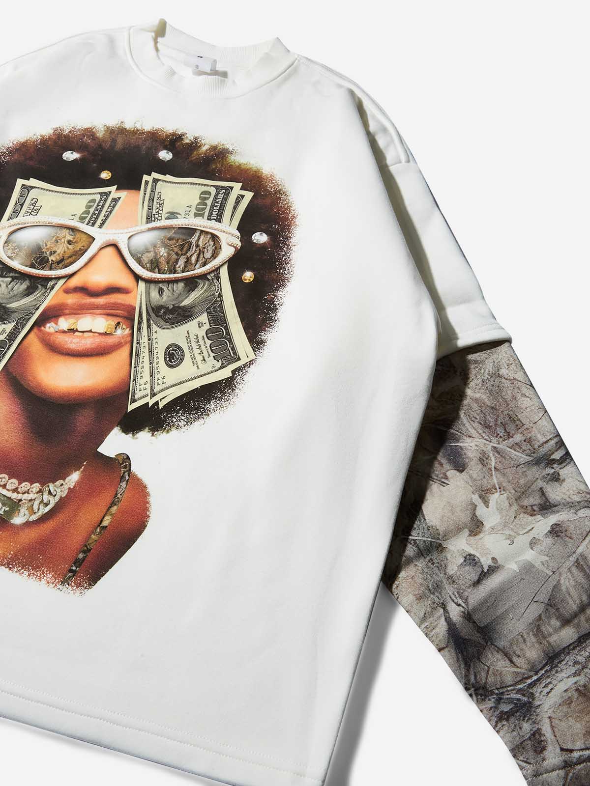 "All we need is money" print Real Tree long-sleeved shirt