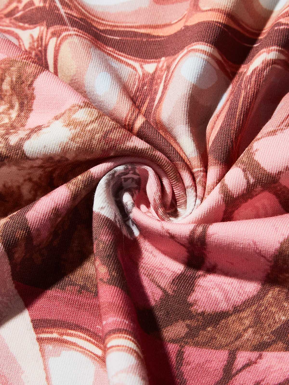 Pink Pearl Real Tree Art Grillz Print Boxy Oversized T-shirt