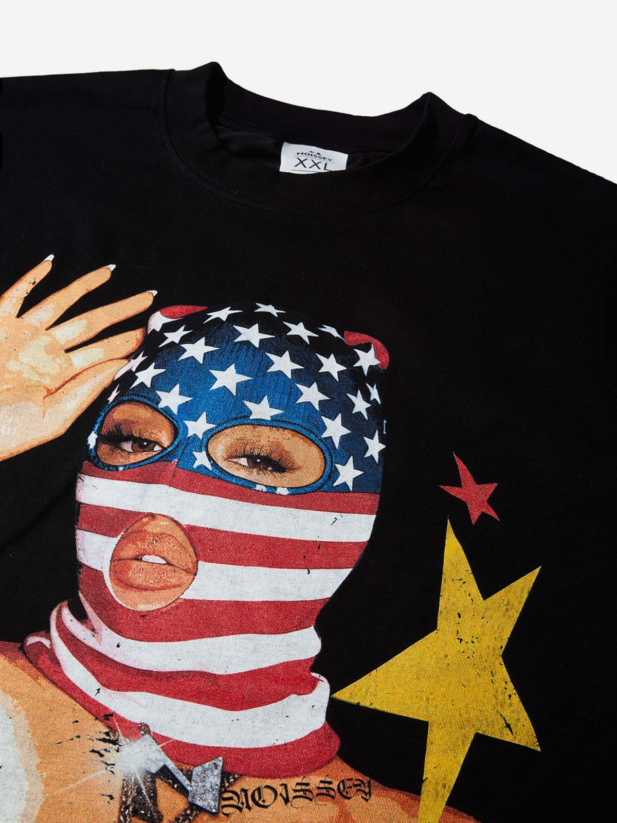 American Flag Balaclava Lady Art Painting Print Boxy Oversized T-shirt