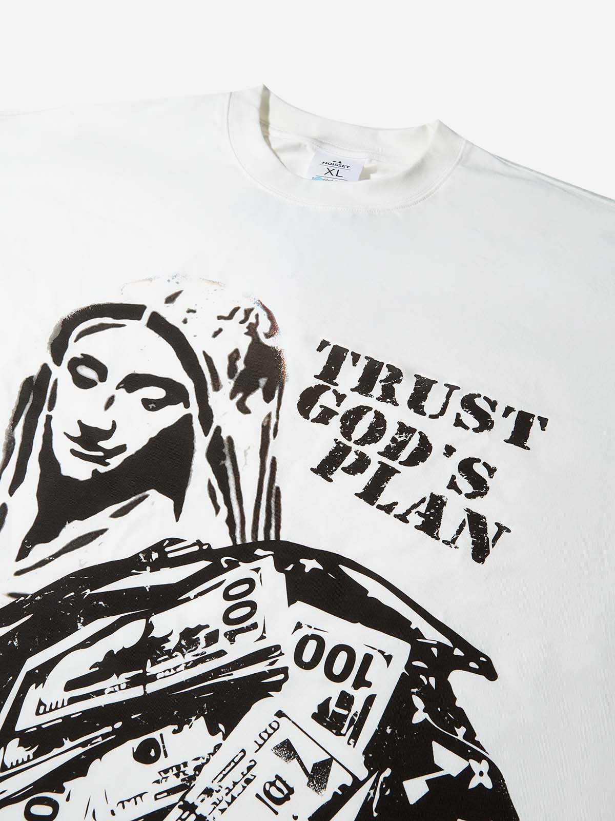Trust God's Plan! Banksy Art Graffiti Print Boxy Oversized T-shirt
