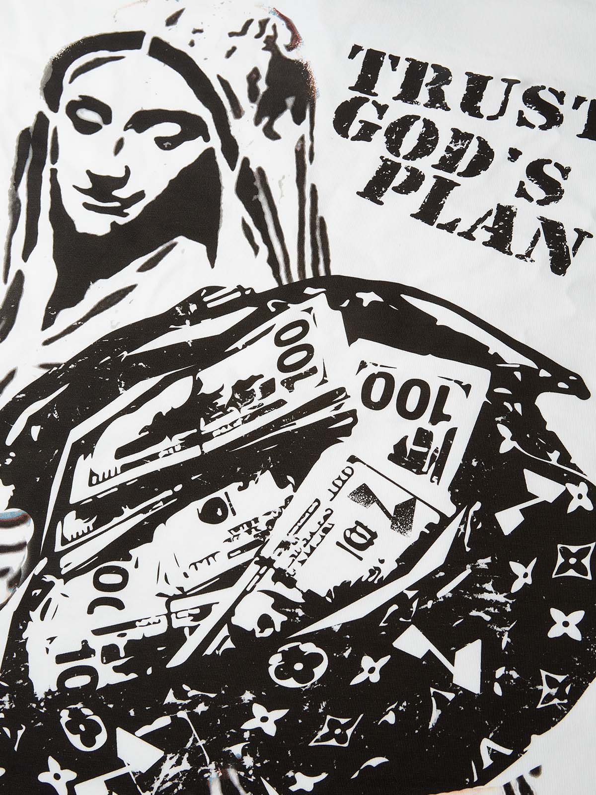 Trust God's Plan! Banksy Art Graffiti Print Boxy Oversized T-shirt