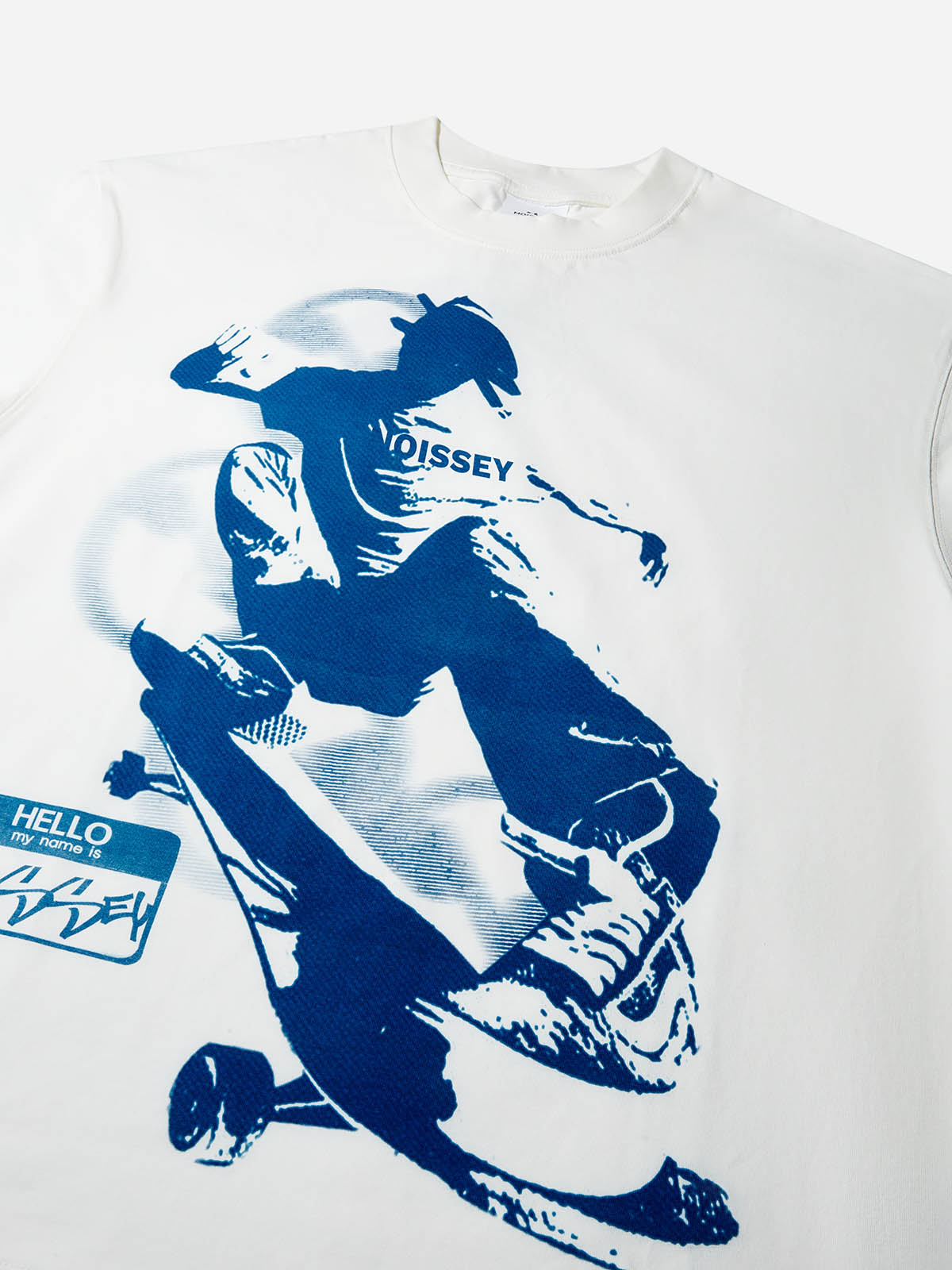 Skateboarding Teen in Motion Blueprint Monochrome Print T-shirt