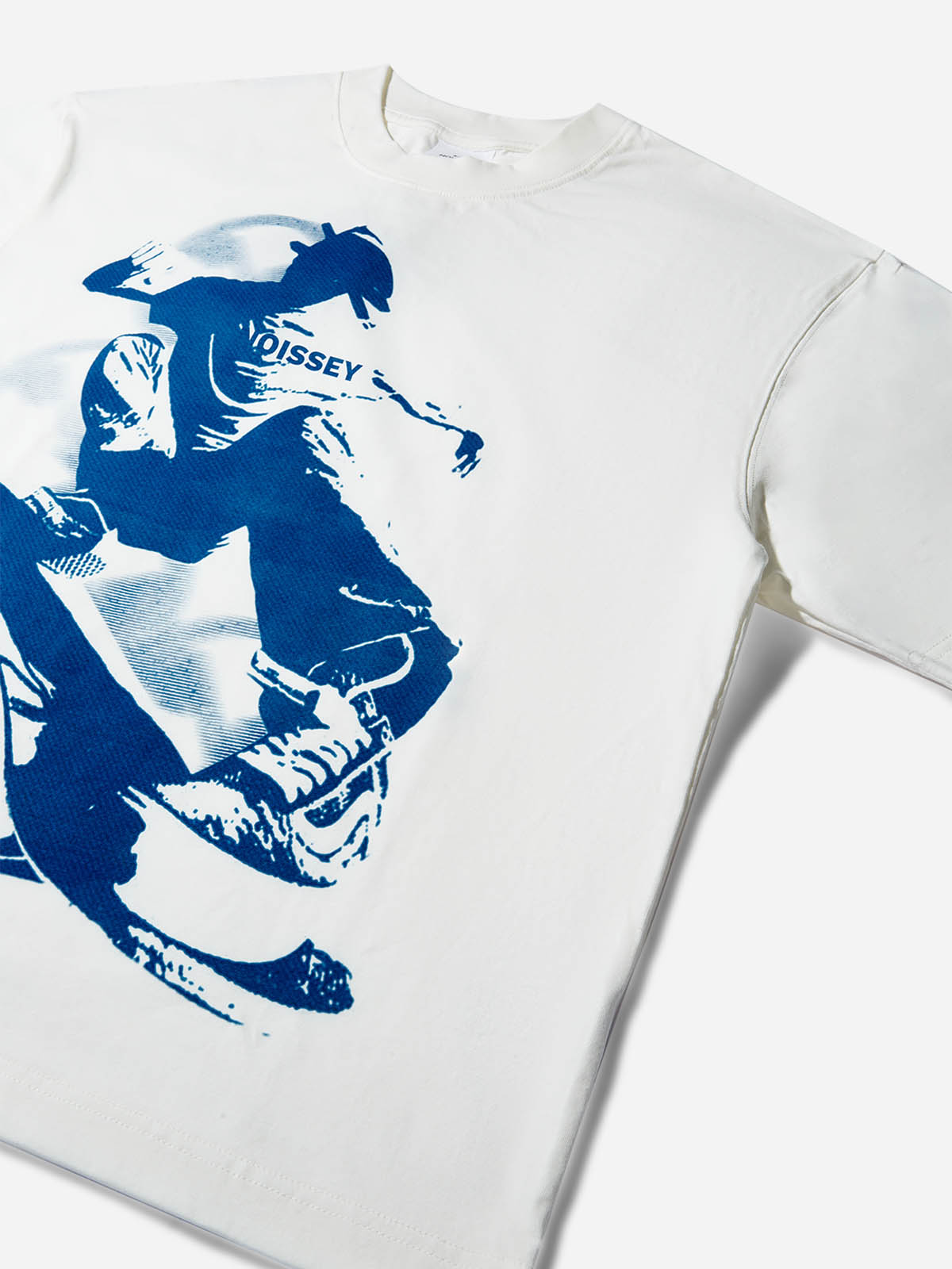 Skateboarding Teen in Motion Blueprint Monochrome Print T-shirt