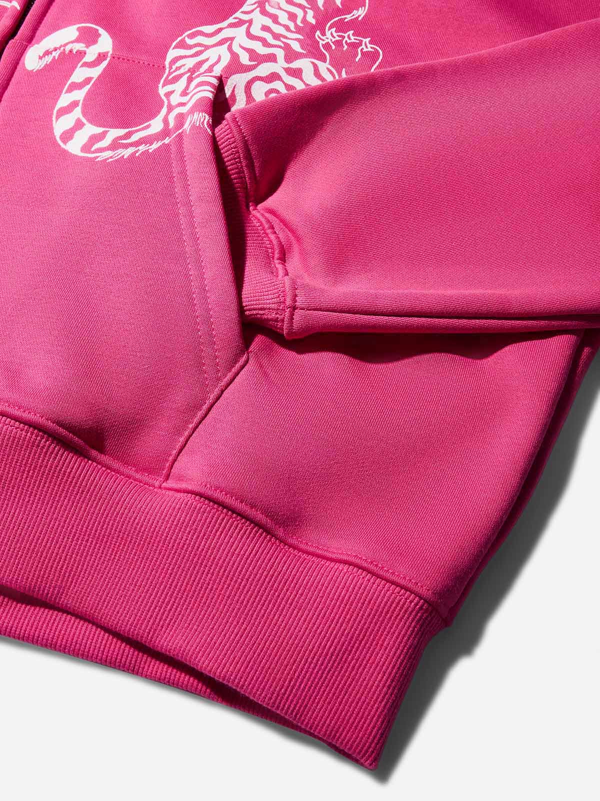 Pink Warm Printed Boxy Hoodie with Shadow Puppet Tige