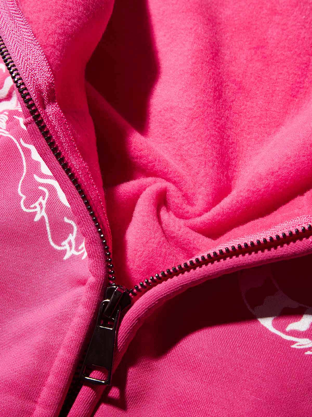 Pink Warm Printed Boxy Hoodie with Shadow Puppet Tige