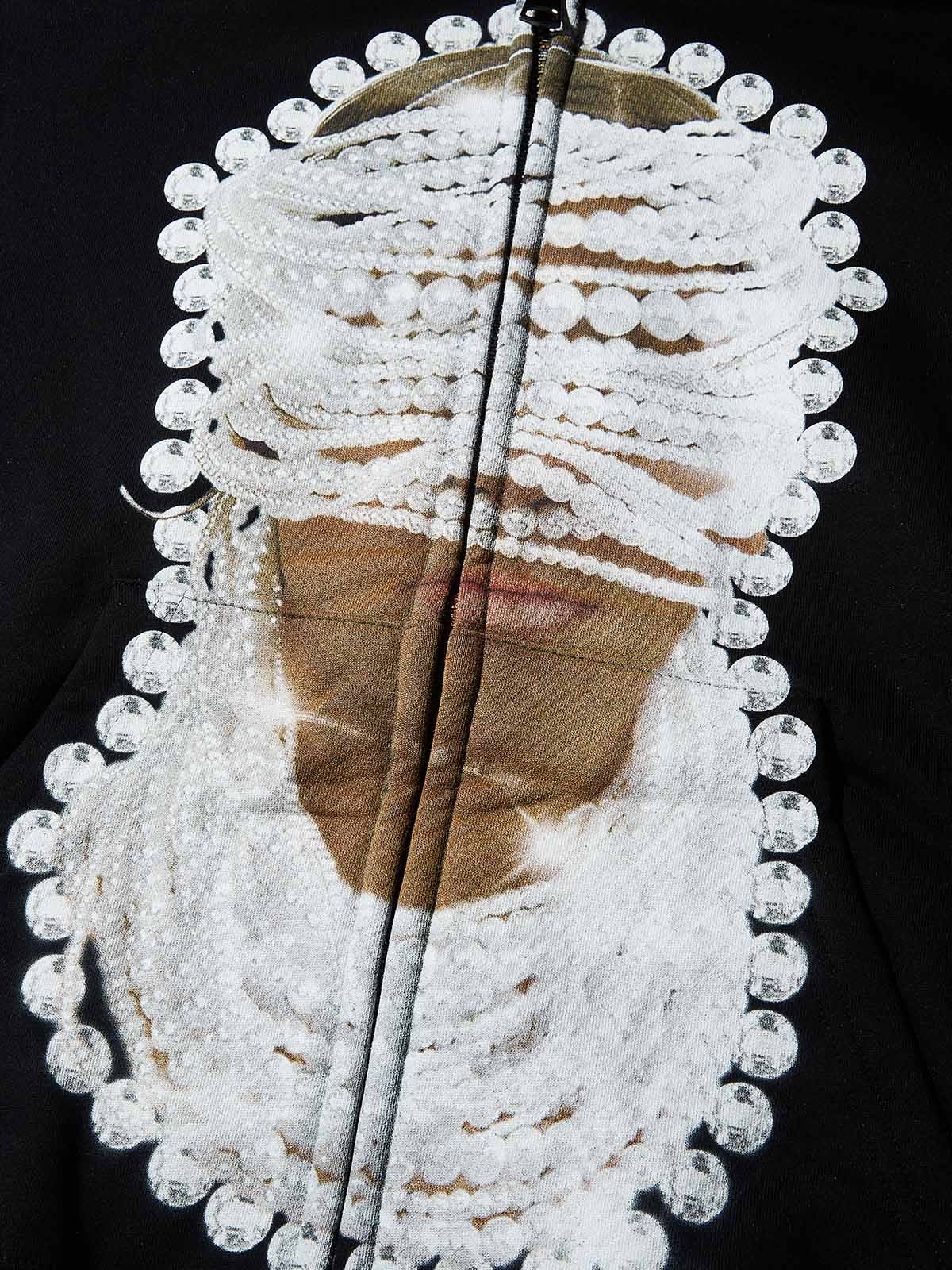 DIY Pearl Hood Print Boxy Hoodie