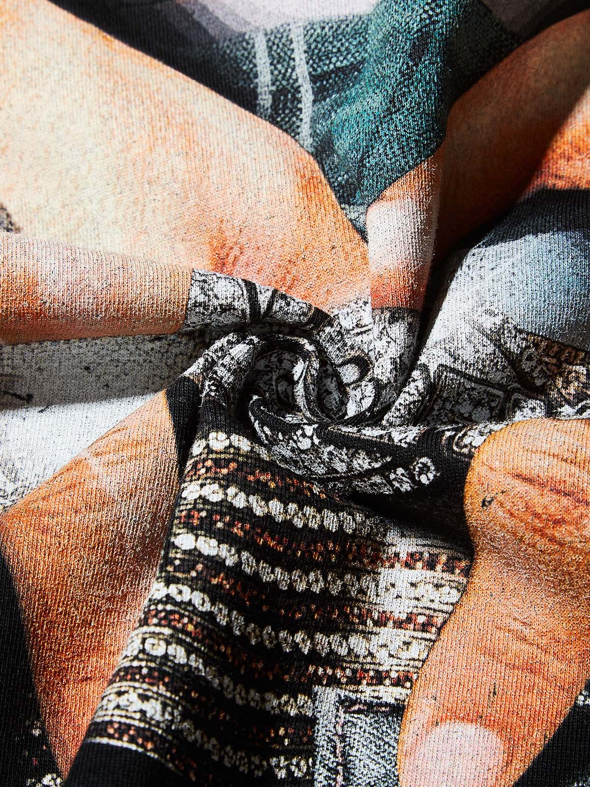 FLEX THE BUCKLE Black Boxy Print Oversized T-Shirt