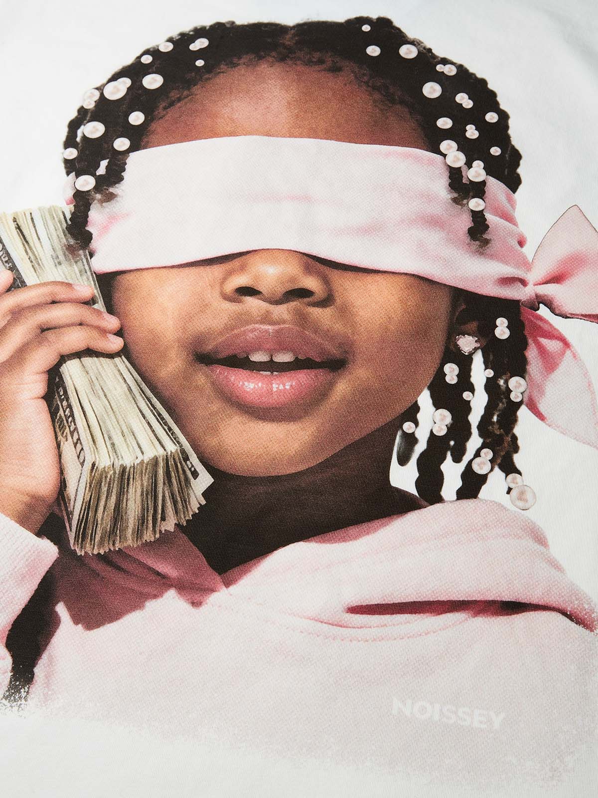 Little Girl with Pink Headscarf and Her Money Print T-shirt