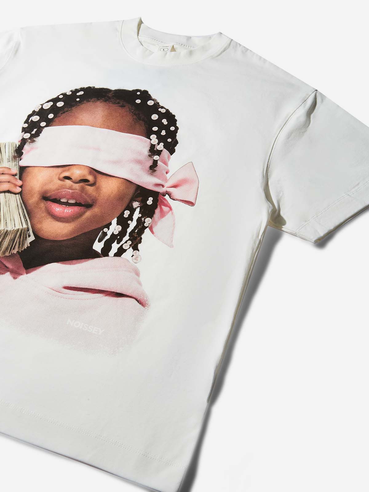 Little Girl with Pink Headscarf and Her Money Print T-shirt
