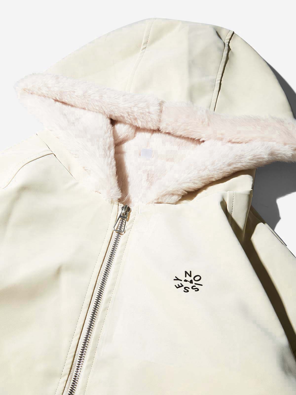 Fleece-lined Thickened Leather Coat with Fur Collar