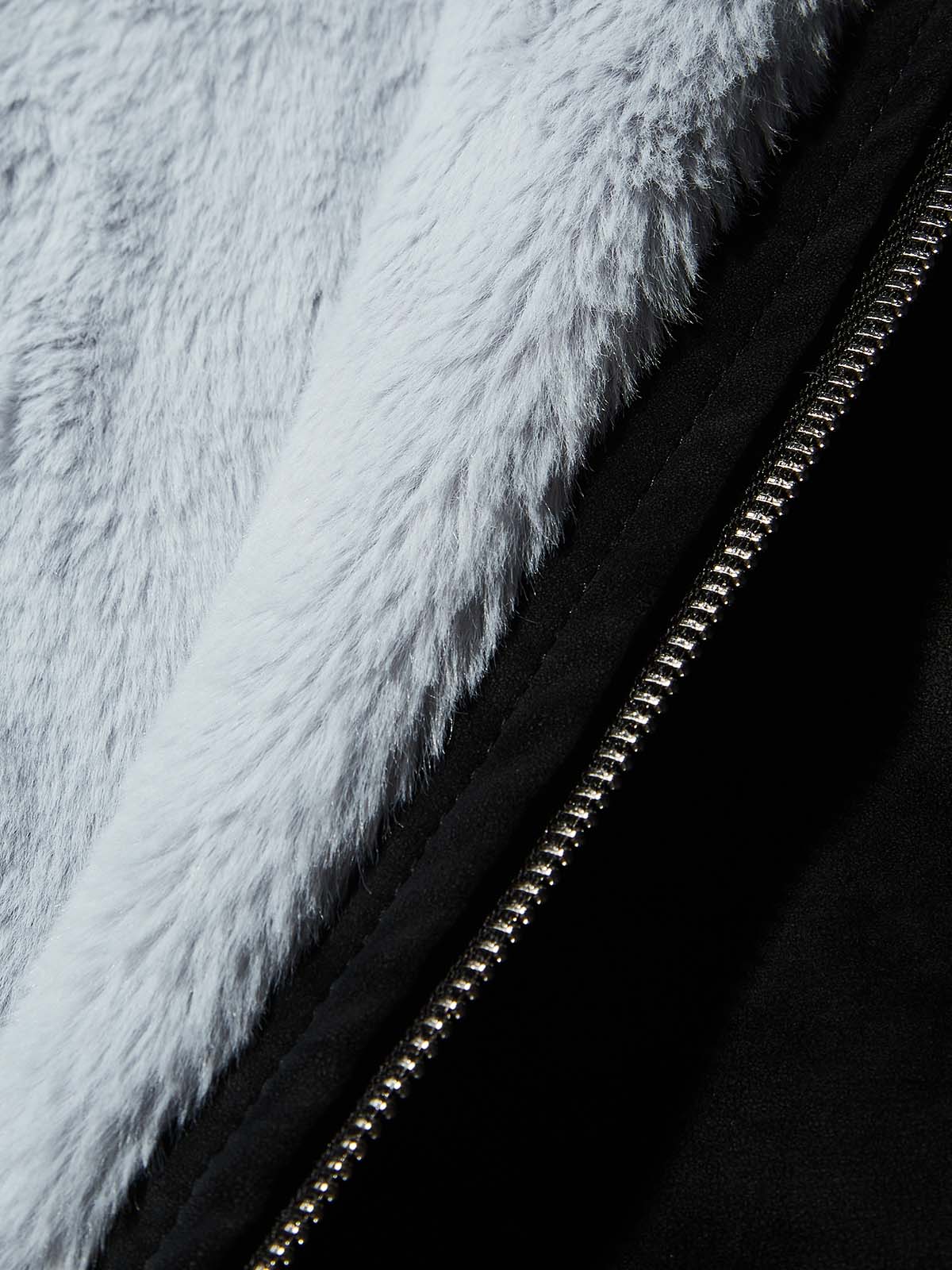 Fleece-lined Thickened Leather Coat with Fur Collar