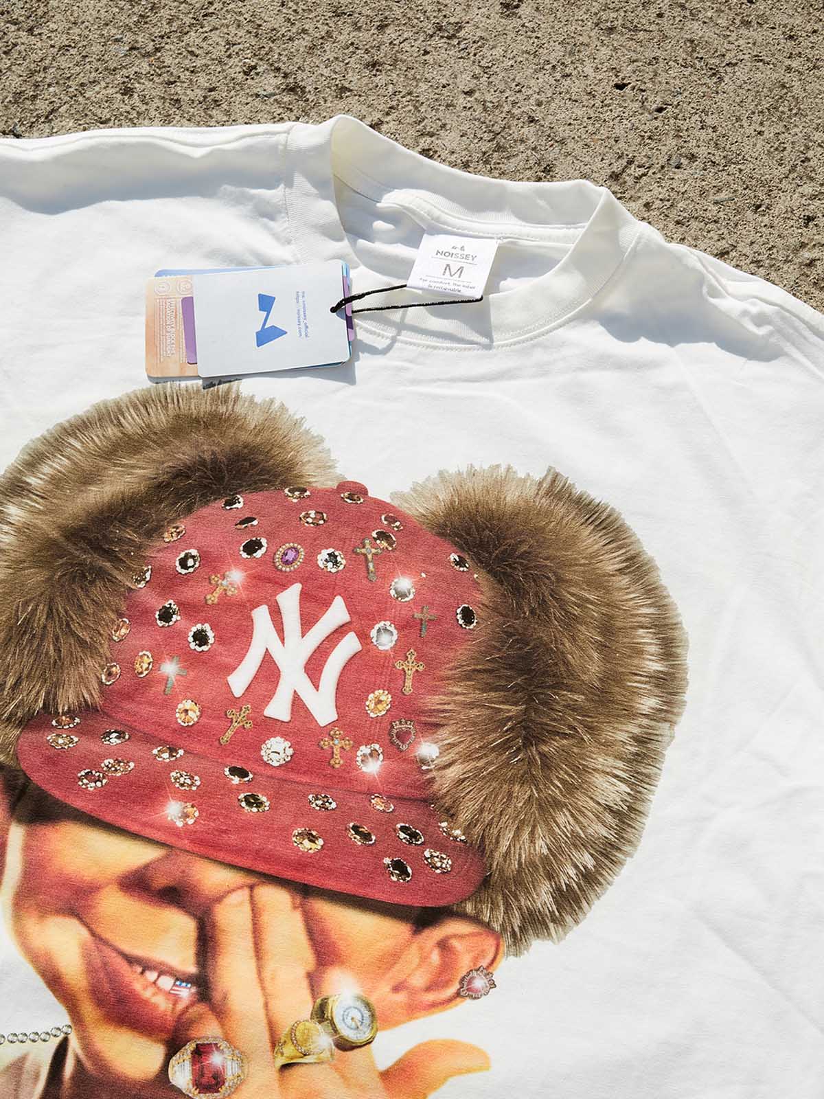 "Bad Boy" & Red Diamond Beanie Print Boxy oversized T-shirt