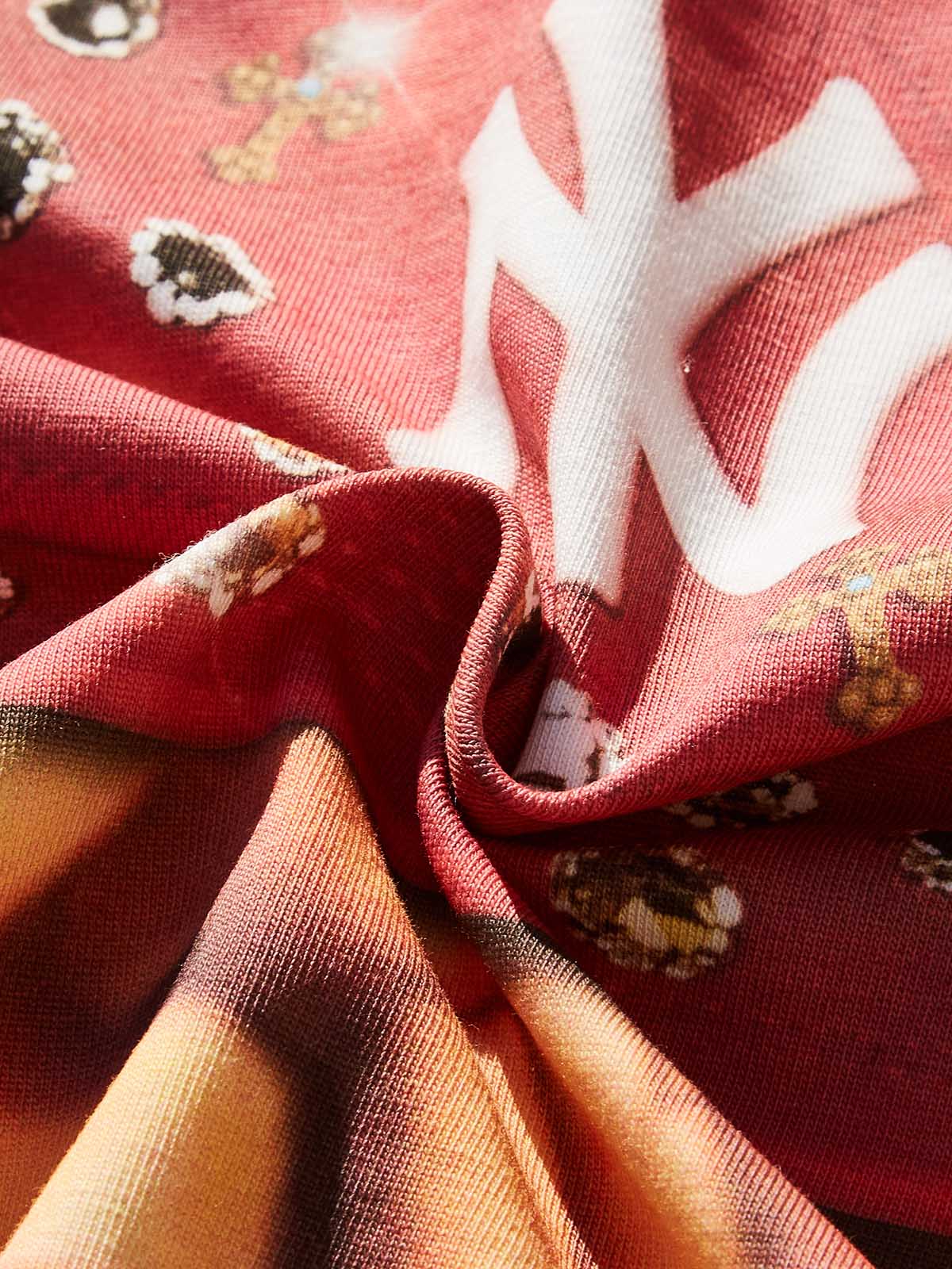 "Bad Boy" & Red Diamond Beanie Print Boxy oversized T-shirt